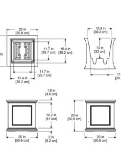 Fairfield Self-Watering Square Planter, 20” X 20” -Optimal Garden Care 39618 16V tif