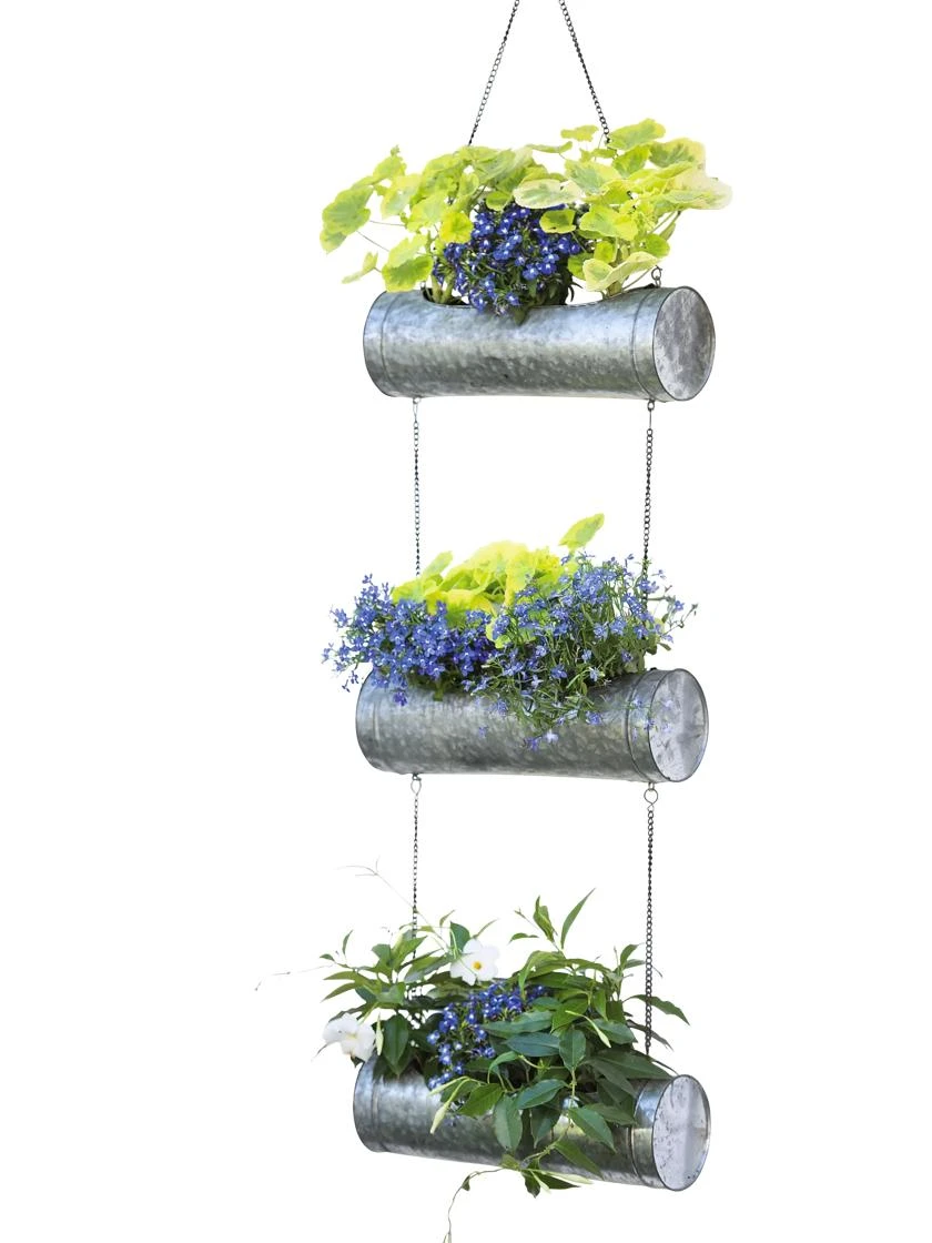 Galvanized Hanging Triple Planter 9 Galvanized Hanging Triple Planter - Image 7