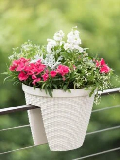 Weave Round Railing Planter, 11" -Optimal Garden Care 8598370 8580 tif
