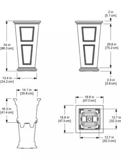 Fairfield Self-Watering Tall Patio Planters, 34” -Optimal Garden Care 8600109 11V tif