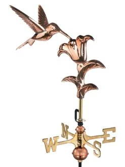 Hummingbird Cottage Copper Weathervane With Roof Mount -Optimal Garden Care 8600377 01v hummingbird garden copper weathervane pole