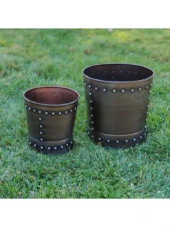 Riveted Planters, Set Of 2 -Optimal Garden Care 8610032 01v