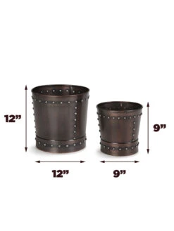 Riveted Planters, Set Of 2 -Optimal Garden Care 8610032 03v