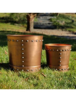 Riveted Planters, Set Of 2 -Optimal Garden Care 8610032 05v