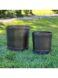Riveted Planters, Set Of 2 -Optimal Garden Care 8610081 01v