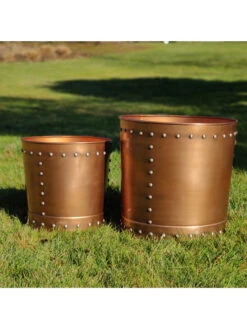 Riveted Planters, Set Of 2 -Optimal Garden Care 8610081 03v