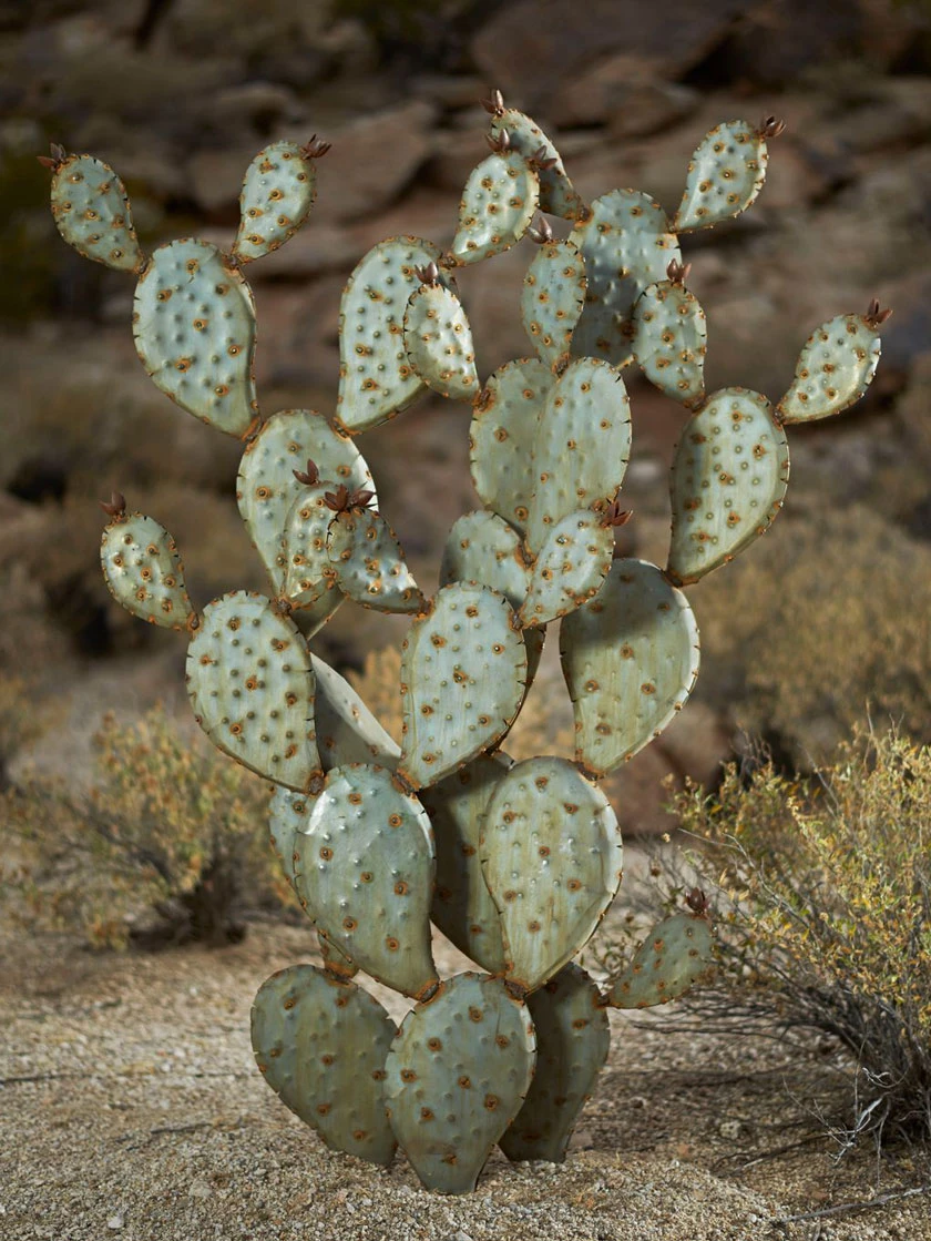 Desert Steel Prickly Pear Cactus Sculpture, Grande 3 Desert Steel Prickly Pear Cactus Sculpture, Grande