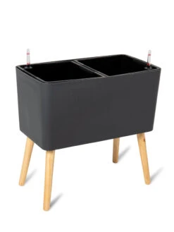 Ava Self-Watering Rectangular Planter -Optimal Garden Care 8612691 217 ava self watering rectangular planter gray