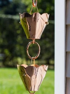 Tulip Pure Copper Rain Chain, 8.5' -Optimal Garden Care 8612740 02v