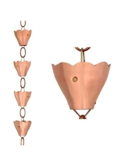 Tulip Pure Copper Rain Chain, 8.5' -Optimal Garden Care 8612740 03v