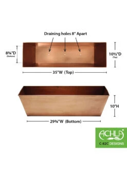 Achla Designs Plain Copper Plated Flower Box, Large 9 Achla Designs Plain Copper Plated Flower Box, Large -Optimal Garden Care 8612915 03v