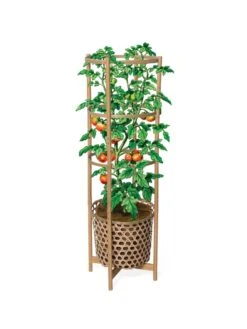 Elevated Bamboo Tomato Planter And Trellis -Optimal Garden Care 8613502 art flat