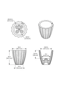 Sedona Round Planter, 18" Diameter -Optimal Garden Care 8613526 07V 3 4